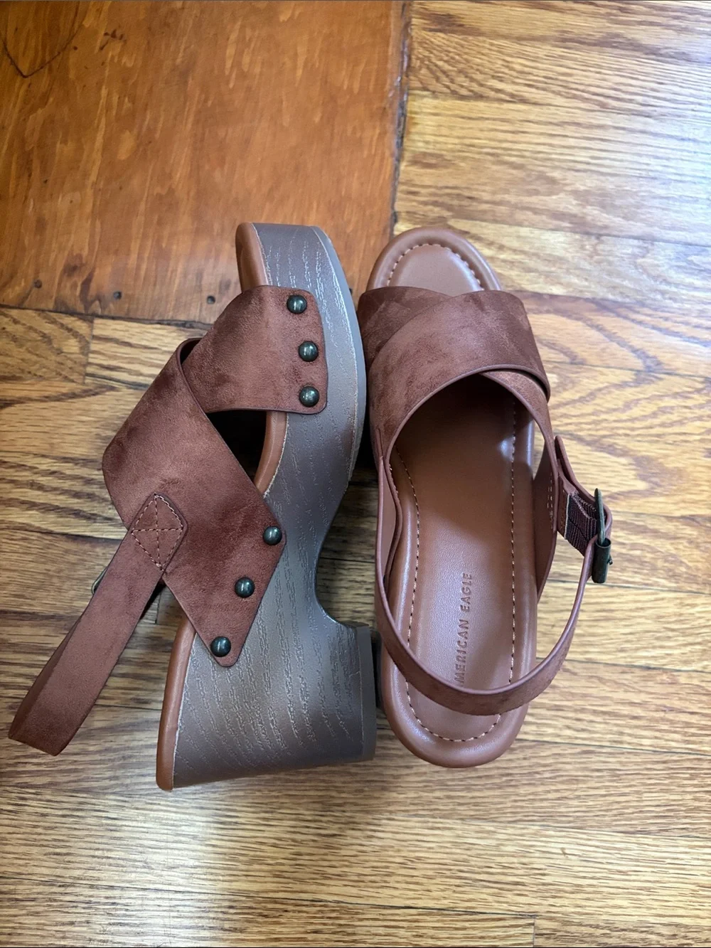 Women’s Brown Faux Suede Crisscross Slingback Sandals